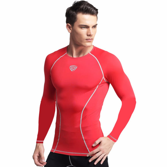 Men's Long Sleeve Running T-shirt Compression Tight Running High Elasticity T-shirt Gym Fitness Weight Lifting Sportswear