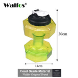 2.5L Dumbbells Shaped Plastic Big Large Capacity Gym Sports Water Bottle Outdoor Fitness Bicycle Bike Camping Cycling Kettle New