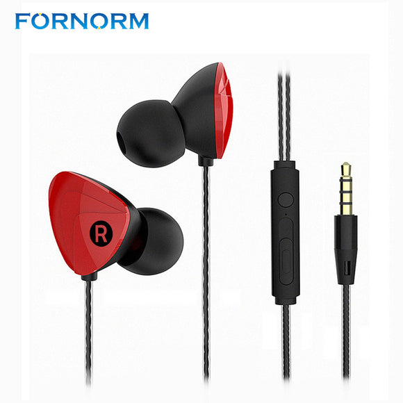 FORNORM 3.5mm Jack Stereo Earphone In-ear Earphone Hands Free Sport Earbuds With HD Mic For iPhone Samsung Xiaomi Smartphone