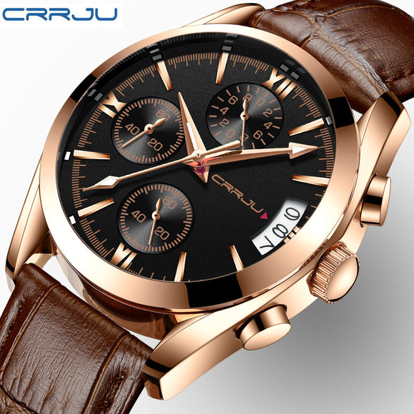 CRRJU Men's Chronograph Analog Quartz Watch with Date luxury brand male business wrist watches Fashion Casual Quartz-Watch