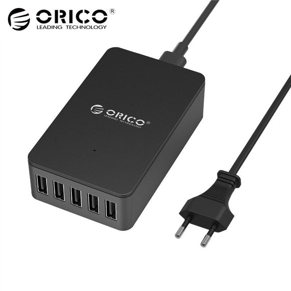 ORICO CSE-5U 5 Ports 5V2.4A Wall Charger EU US UK Desktop Adapter 8A40W USB Travel Charger - Black/White/Pink