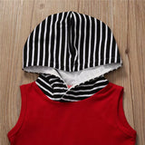 2018 Summer Baby Boy Clothes Sleeveless Hooded Tops +Striped Shorts Pant 2PCS Outfits Toddler Kids Clothing Set