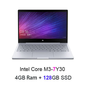 New Xiaomi Mi Laptop Notebook Air English Windows 10 Intel Core M3-7Y30 CPU 4GB DDR3 RAM Intel GPU 12.5 inch display SATA SSD