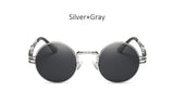 TSHING Gothic Steampunk Sunglasses Men Women Metal Wrap Eyeglasses Round Shades Brand Designer Sun glasses Mirror Female Eyewear