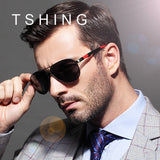 TSHING Mens Classic Big Aviation Polarized Sunglasses Men Fashion Brand Designer Oversized Driving Sun Glasses For Male Eyewear