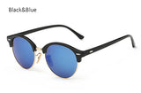 TSHING Half Frame Club Round Sunglasses Women Men Retro Fashion Brand Designer Mirror Sun Glasses For Ladies Vintage Shades