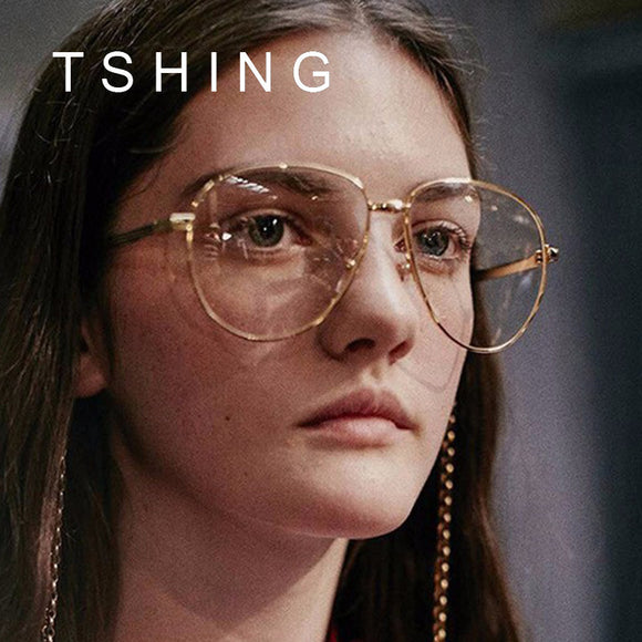 TSHING Unisex Big Frame Glasses Men Women Vintage Oversized Aviation Myopia Large Optical Glasses Superstar Eyewear Female M