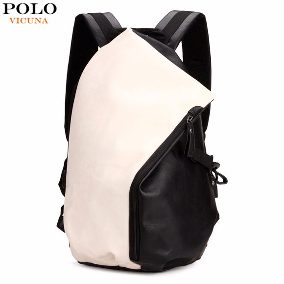 VICUNA POLO Dumpling Shape Patchwork Color Preppy Style Leather Backpack For Men Trendy School Men's Travel Backpack Man Bag