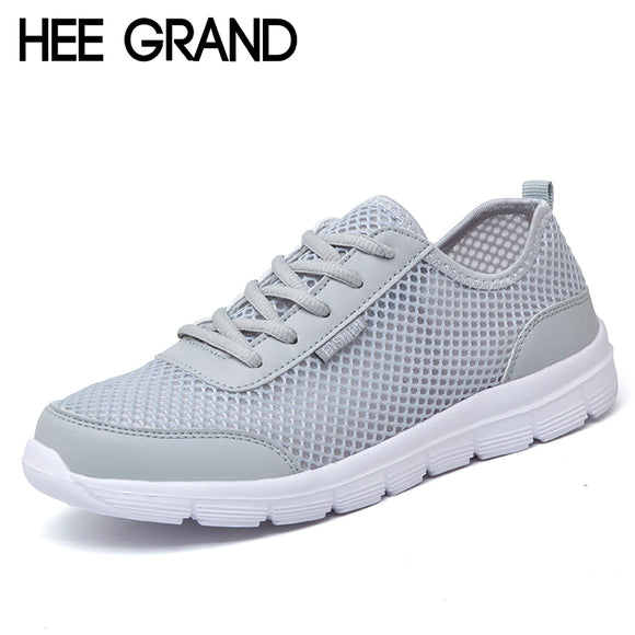 HEE GRAND Lovers Men Shoes Summer Lace Up Comfort Unisex Casual Shoes Man Breathable Mesh Light Flats Size Plus 35-46 XMR2106