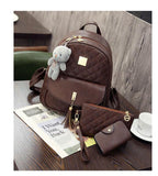 Vogue star 3 Pcs Bear Backpack Women Bag Diamond Lattice School Bags For Girls Backpacks For Women New Tassel Shoulder Bag LB316