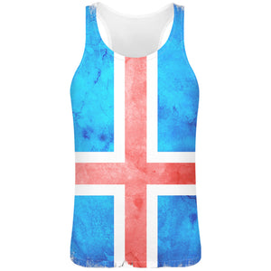 Iceland Flag Sublimation Tank Top T-Shirt For Men - 100% Soft Polyester - All-Over Printing - Custom Printed Mens Clothing