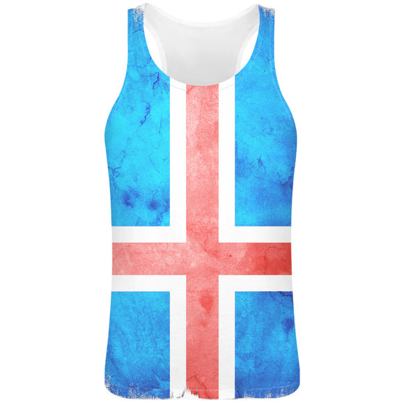 Iceland Flag Sublimation Tank Top T-Shirt For Men - 100% Soft Polyester - All-Over Printing - Custom Printed Mens Clothing