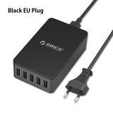 ORICO CSE-5U 5 Ports 5V2.4A Wall Charger EU US UK Desktop Adapter 8A40W USB Travel Charger - Black/White/Pink