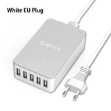 ORICO CSE-5U 5 Ports 5V2.4A Wall Charger EU US UK Desktop Adapter 8A40W USB Travel Charger - Black/White/Pink