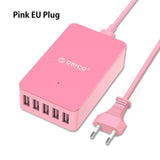 ORICO CSE-5U 5 Ports 5V2.4A Wall Charger EU US UK Desktop Adapter 8A40W USB Travel Charger - Black/White/Pink