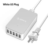 ORICO CSE-5U 5 Ports 5V2.4A Wall Charger EU US UK Desktop Adapter 8A40W USB Travel Charger - Black/White/Pink