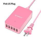 ORICO CSE-5U 5 Ports 5V2.4A Wall Charger EU US UK Desktop Adapter 8A40W USB Travel Charger - Black/White/Pink