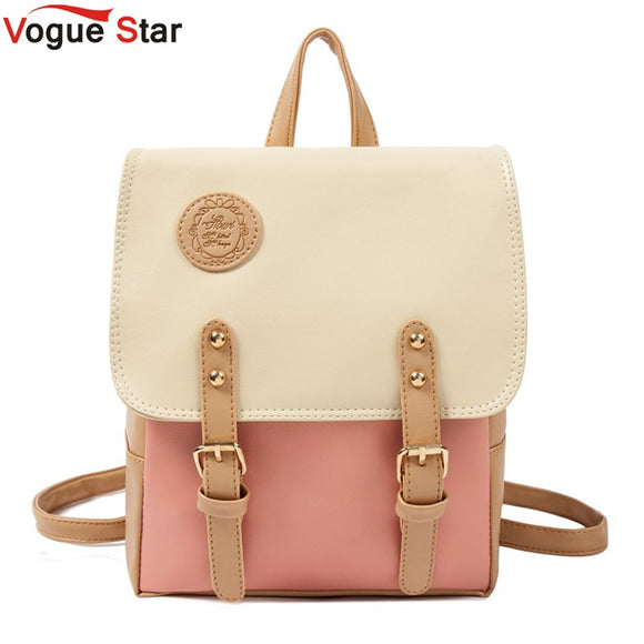 Vogue Star Hot New 2018 Fashion Contrast Color Leather Backpack Women Backpacks Sweet Beautiful Gril'S School Bag YK40-384