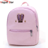 Fashion 2018 New backpack  PU leather Women bag Sweet girl mini shoulder bag Cute rabbit ear Sequins rivet small backpack LS536