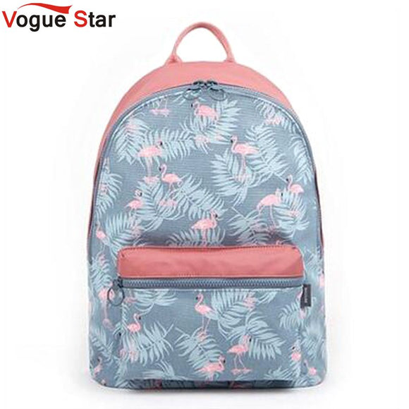 Korean 3D Flamingo Cartoon Printing Backpack Stitching Floral Casual Daily Travel Bag Teenagers School Bag Mochila LB317