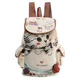 FLYING BIRDS! Cute Cat Backpack Women Canvas Book Bag Drawstring Printing Backpacks For Teenage Girls Large Capacity School Bags