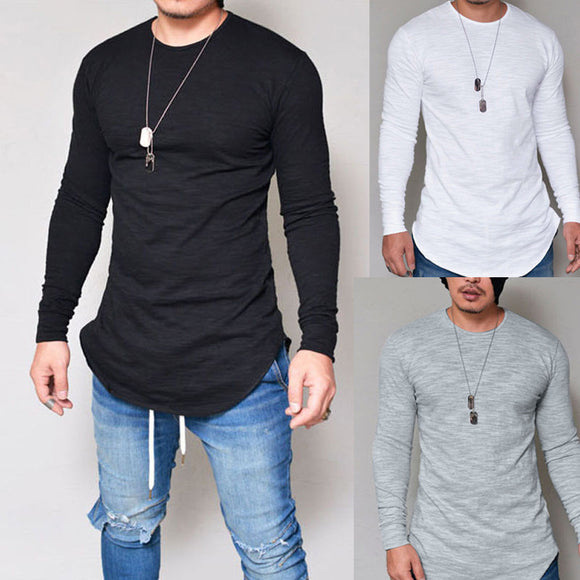 Men Slim Fit O Neck Long Sleeve Muscle Tee T-shirt Casual Tops Blouse