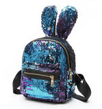 Mini Sequins Backpack Cute Rabbit Ears Shoulder Bag For Women Girls Travel Bag Bling Shiny Backpack Mochila Feminina LB669