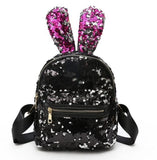 Mini Sequins Backpack Cute Rabbit Ears Shoulder Bag For Women Girls Travel Bag Bling Shiny Backpack Mochila Feminina LB669