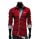 Bursts of British Sundries Trendy Shirt Hit Color Men Long-sleeved Shirt