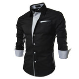 Bursts of British Sundries Trendy Shirt Hit Color Men Long-sleeved Shirt