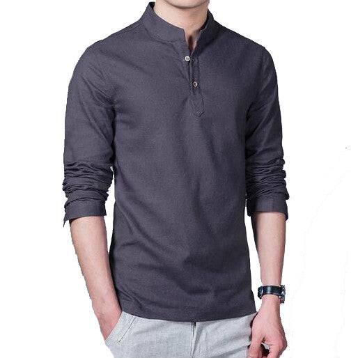 Men 's Long Sleeved Shirt Men' s Cotton and Linen Shirt