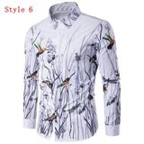 2018 Autumn Spring 3D Ink Printed Men Shirts Long Sleeve Lapel Casual Hip Pop Slim Fit Fashion Paint Dress Shirts Plus Size 3XL