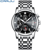 CRRJU Sport Watch Men Quartz Military Casual Watches Men's Chronograph Wristwatch Army Waterproof Clock Men Full Steel Hour