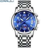 CRRJU Sport Watch Men Quartz Military Casual Watches Men's Chronograph Wristwatch Army Waterproof Clock Men Full Steel Hour