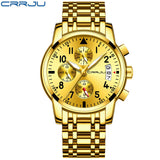 CRRJU Sport Watch Men Quartz Military Casual Watches Men's Chronograph Wristwatch Army Waterproof Clock Men Full Steel Hour