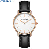 CRRJU Lady Sport Casual Quartz Rhinestone Watches Women Luxury Classical Leather Waterproof Dress WristWatch