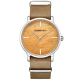 CRRJU Women Fashion Simulation Wooden Color Watches Men Quartz Casual wooden lover's Leather Strap Wristwatch