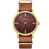 CRRJU Women Fashion Simulation Wooden Color Watches Men Quartz Casual wooden lover's Leather Strap Wristwatch