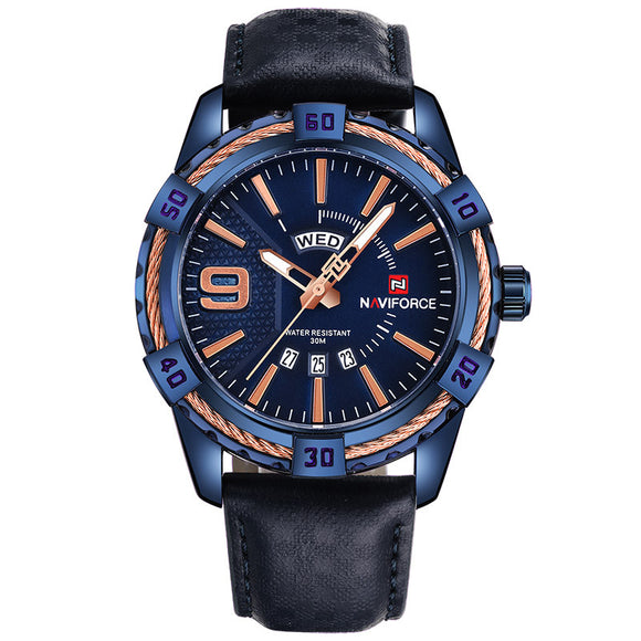 NAVIFORCE Luxury Brand Men Fashion Sports Waterproof watches Men's Date Quartz Clock Man Leather Wrist Watch