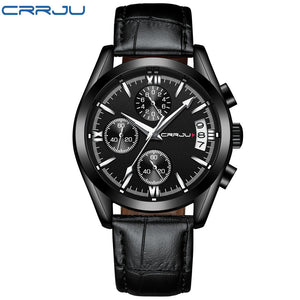 CRRJU Men's Chronograph Analog Quartz Watch with Date luxury brand male business wrist watches Fashion Casual Quartz-Watch