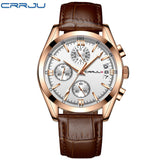 CRRJU Men's Chronograph Analog Quartz Watch with Date luxury brand male business wrist watches Fashion Casual Quartz-Watch