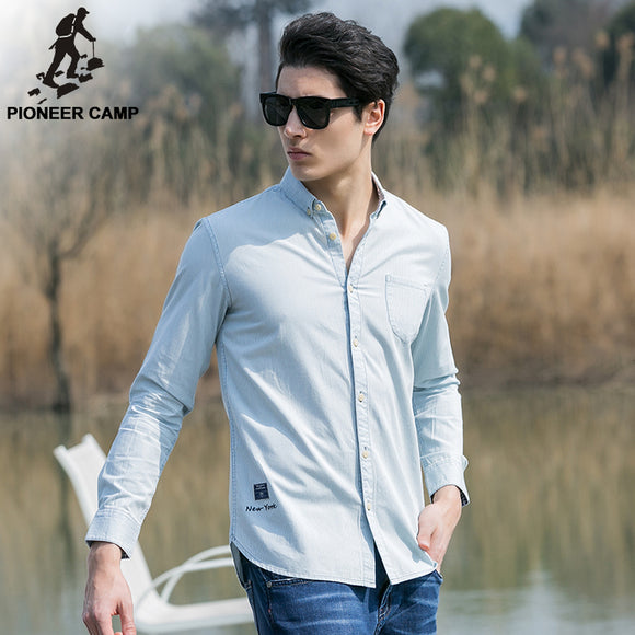 Pioneer Camp 2018 new fashion men shirts solid slim fit casual male social shirt long sleeve imported British style 666203