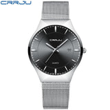 CRRJU Brand Luxury Men's Quartz Watch Men Waterproof Ultra Thin Analog Clock Male Fashion Sports Watches Black