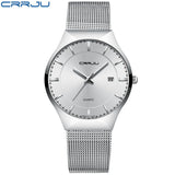 CRRJU Brand Luxury Men's Quartz Watch Men Waterproof Ultra Thin Analog Clock Male Fashion Sports Watches Black