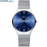 CRRJU Brand Luxury Men's Quartz Watch Men Waterproof Ultra Thin Analog Clock Male Fashion Sports Watches Black