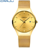 CRRJU Brand Luxury Men's Quartz Watch Men Waterproof Ultra Thin Analog Clock Male Fashion Sports Watches Black