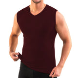 INCERUN Men's Summer Base Layer Sleeveless Tank Top Men Casual  Fitness Bodybuilding Vest Men V-Neck Slim Fit Stretch Tee Shirt