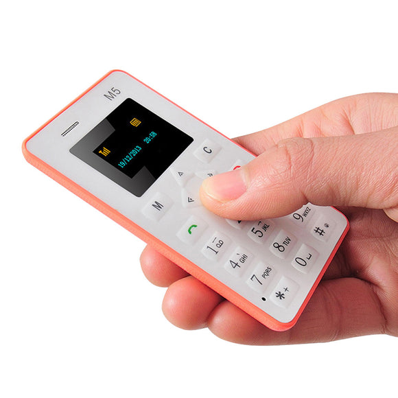 M5 Mini Card Cell Phone Pocket Mobile Phone Low Radiation Cell Phone for Students and Children 128M GSM