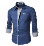 Bursts of British Sundries Trendy Shirt Hit Color Men Long-sleeved Shirt