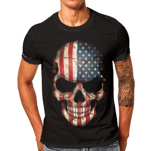 Mens Skull 3D Printing Tees Shirt Short Sleeve T-Shirt Blouse Tops